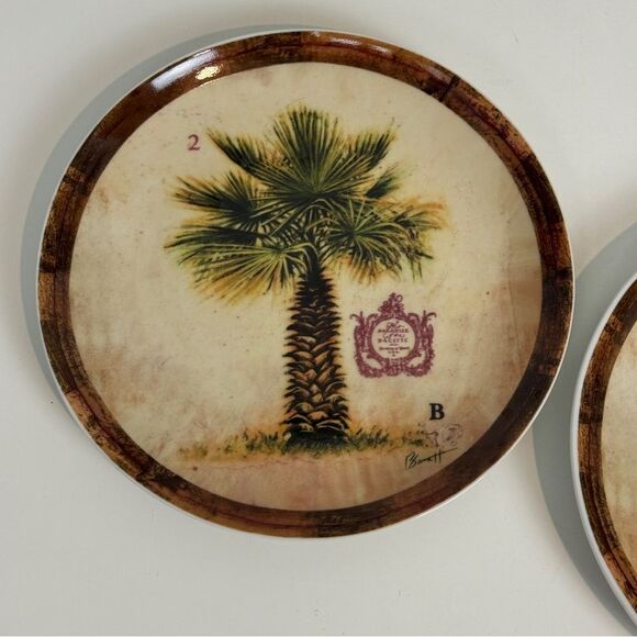 2 Cape Craftsman Chad Barrett Art in Motion Palm Tree Plates 2007 - Picture 2 of 6